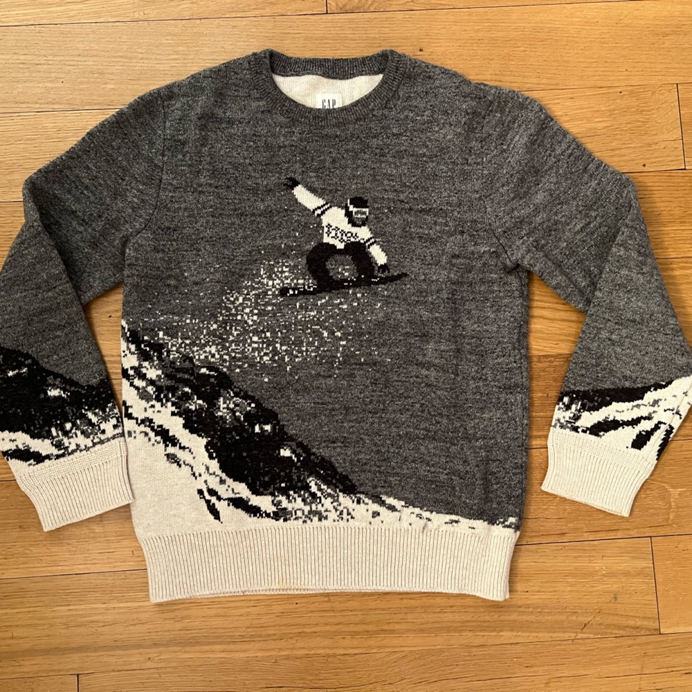 Holiday Snowboarder Grey Crewneck Sweater